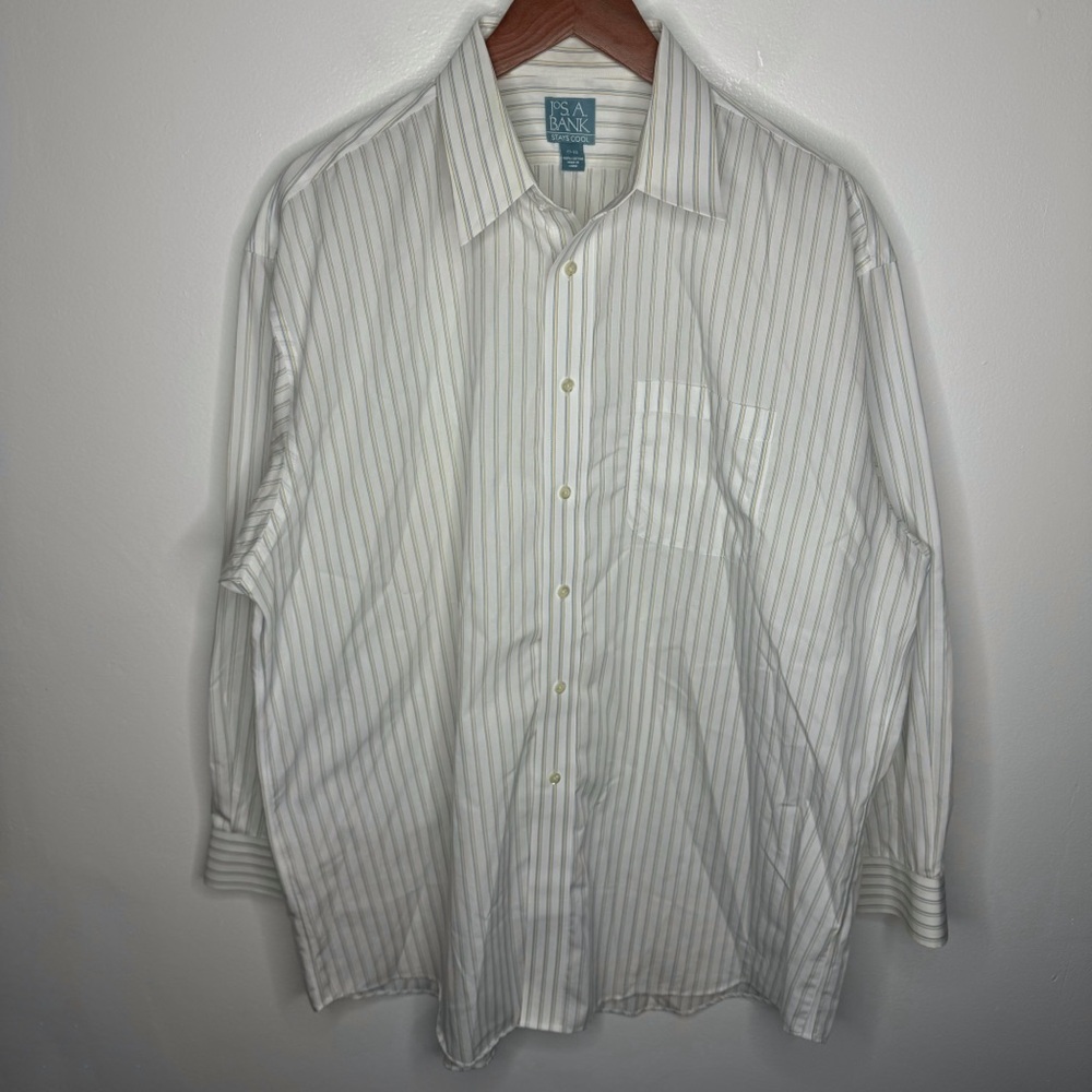 Jos. A. Bank Stays Cool 100% Cotton Long Sleeve Button Down Shirt Size 17 -‎ 33